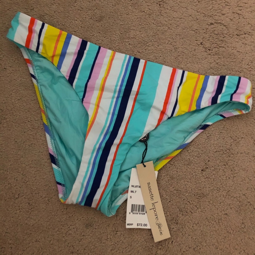 Women’s multi color striped bikini bottoms